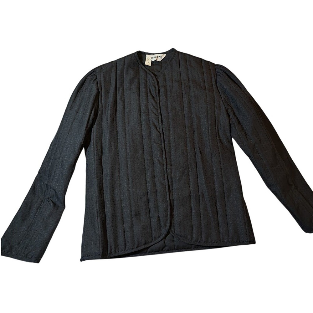 Judy Bond‎ Quilted Jacket Women's Medium Black Textured Long Sleeve